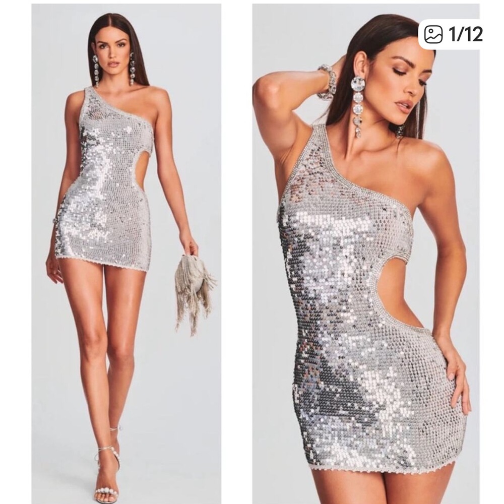 Retrofete Sequin and rhinestone embellished mini dress
